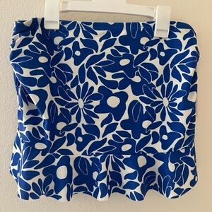 NWT Nicole Miller Electric Blue Floral Swim Skirt Medium